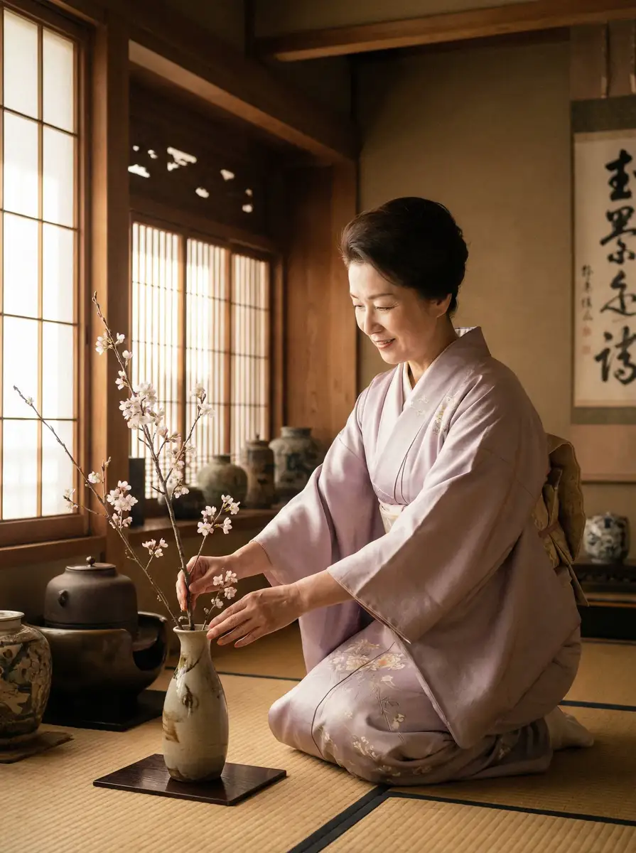 一位优雅的 每日吃瓜官网最新入口-每日吃瓜官网实时更新_精品每日吃瓜官网资讯大全 在和室中插花
